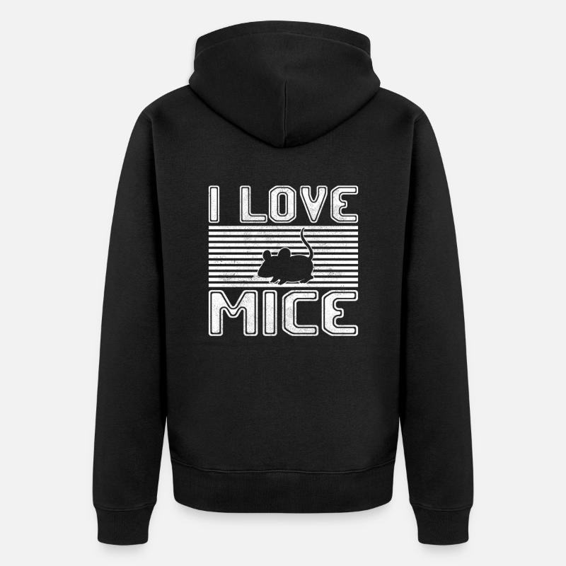 ich liebe mäuse - Unisex Premium Bio Zip Hoodie - Schwarz