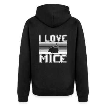 ich liebe mäuse - Unisex Premium Bio Zip Hoodie - Schwarz - Hinten - Nico (187cm)