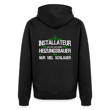 Heizungsbau schlauer Heizungsbauer - Unisex Premium Bio Zip Hoodie - Schwarz - Hinten - Nico (187cm)