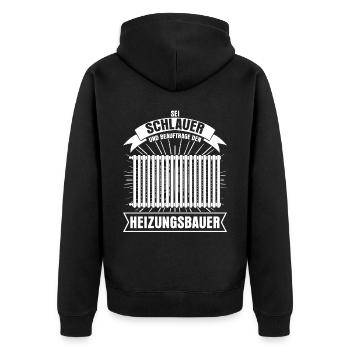 Heizungsbau Witz Heizungsbauer - Unisex Premium Bio Zip Hoodie - Schwarz - Hinten - Nico (187cm)