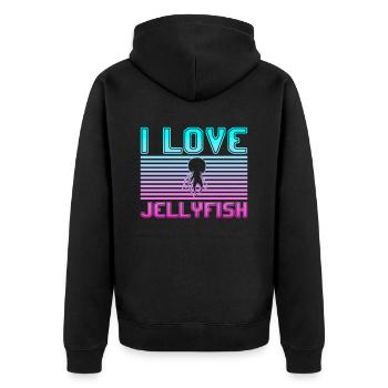 I love jellyfish - Unisex Premium Bio Zip Hoodie - Schwarz - Hinten - Nico (187cm)