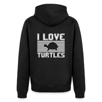 I love turtles - Unisex Premium Organic Zip Hoodie - black - Back - Nico (187cm)