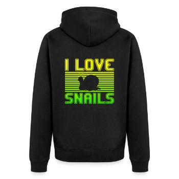 I love snails - Unisex Premium Bio Zip Hoodie - Schwarz - Hinten - Nico (187cm)