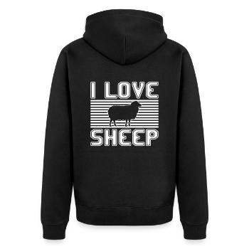 I love sheep - Unisex Premium Organic Zip Hoodie - black - Back - Nico (187cm)