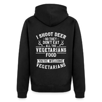 Buck Deer Hunting Hunter - Unisex Premium Bio Zip Hoodie - Schwarz - Hinten - Nico (187cm)