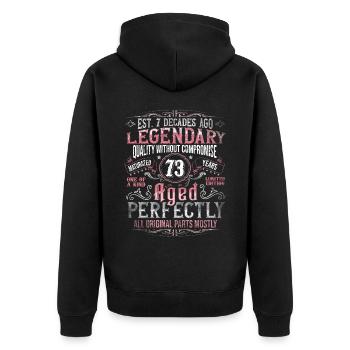 Vintage 73 Aged Perfectly Women on 73rd Birthday - Unisex Premium Organic Zip Hoodie - black - Back - Nico (187cm)