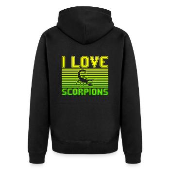 I love scorpions - Unisex Premium Bio Zip Hoodie - Schwarz - Hinten - Nico (187cm)