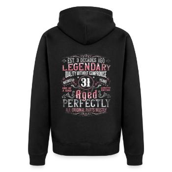 Vintage 31 Aged Perfectly Women on 31st Birthday - Unisex Premium Organic Zip Hoodie - black - Back - Nico (187cm)