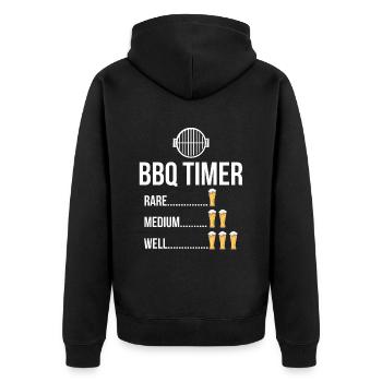 BBQ Timer Barbecue Beer Steak Grill Funny Grilling - Unisex Premium Organic Zip Hoodie - black - Back - Nico (187cm)
