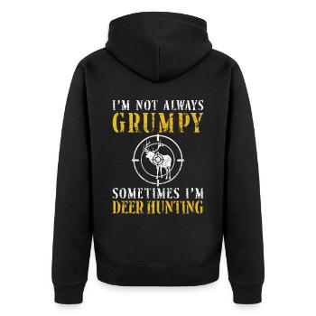 Buck Deer Hunting Hunter Dad - Unisex Premium Bio Zip Hoodie - Schwarz - Hinten - Nico (187cm)