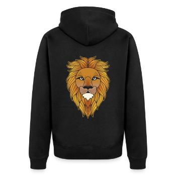 Lion Animal Head Predator Animal Motif with Wildlife - Unisex Premium Organic Zip Hoodie - black - Back - Nico (187cm)