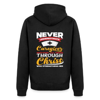 Christian Caregiver Jesus - Unisex Premium Organic Zip Hoodie - black - Back - Nico (187cm)