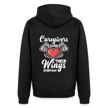 Pflegekraft - Unisex Premium Bio Zip Hoodie - Schwarz - Hinten - Nico (187cm)