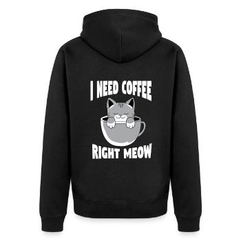 Cats Kitten Coffee Pet - Unisex Premium Organic Zip Hoodie - black - Back - Nico (187cm)