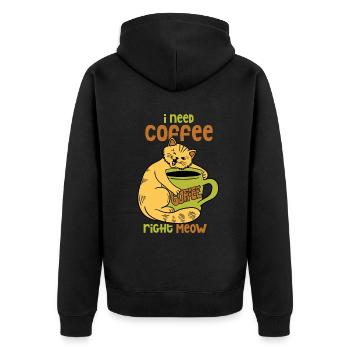 Cats Kitten Coffee Pet - Unisex Premium Organic Zip Hoodie - black - Back - Nico (187cm)