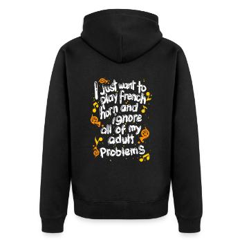 Funny French Horn Musical Instrument - Unisex Premium Bio Zip Hoodie - Schwarz - Hinten - Nico (187cm)