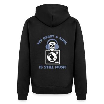 DJ Discjockey Diskjockey Auflegen Club - Unisex Premium Bio Zip Hoodie - Schwarz - Hinten - Nico (187cm)