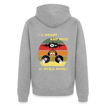 DJ Discjockey Diskjockey Auflegen Club - Unisex Premium Bio Zip Hoodie - Grau meliert - Hinten - Nico (187cm)