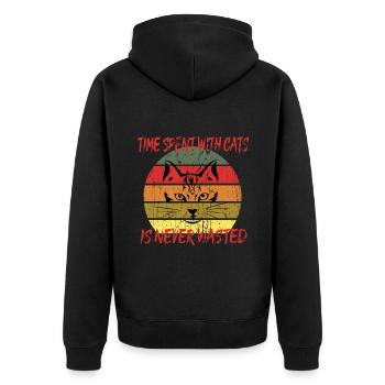Cat Cats Cat Lover Pet - Unisex Premium Organic Zip Hoodie - black - Back - Nico (187cm)