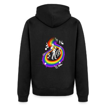Man Playing French Horn Instrument - Unisex Premium Bio Zip Hoodie - Schwarz - Hinten - Nico (187cm)