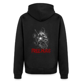 Free Hug's Skull -Bloody Font Halloween - Unisex Premium Organic Zip Hoodie - black - Back - Nico (187cm)