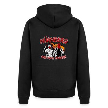 Nürnberg und nicht anders UPDATE - Unisex Premium Bio Zip Hoodie - Schwarz - Hinten - Nico (187cm)