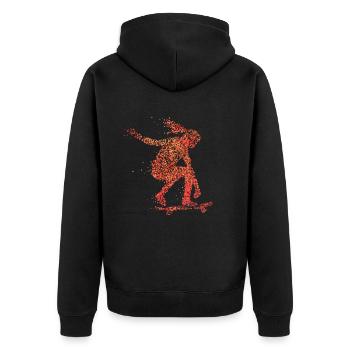 Skaterin Skateboarderin Skaten Longboard Skatepark - Unisex Premium Bio Zip Hoodie - Schwarz - Hinten - Nico (187cm)