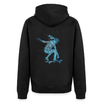 Skaterin Skateboarderin Skaten Longboard Boarding - Unisex Premium Bio Zip Hoodie - Schwarz - Hinten - Nico (187cm)
