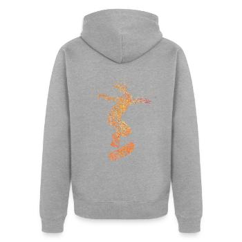 Longboard Skateboarderin Skaterin Skateboard - Unisex Premium Bio Zip Hoodie - Grau meliert - Hinten - Nico (187cm)