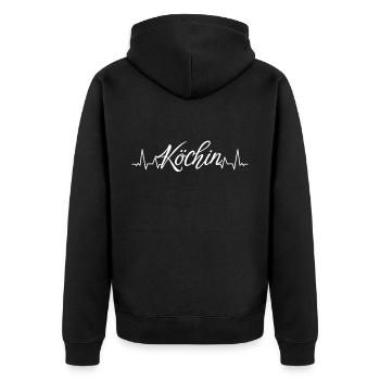 Koch Herzschlag Hobby Köchin - Unisex Premium Bio Zip Hoodie - Schwarz - Hinten - Nico (187cm)
