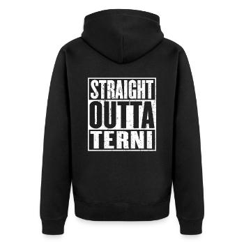 Straight Outta Terni Vintage - Unisex Premium Organic Zip Hoodie - black - Back - Nico (187cm)