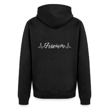 Haarstylist Herzschlag Friseurin - Unisex Premium Bio Zip Hoodie - Schwarz - Hinten - Nico (187cm)