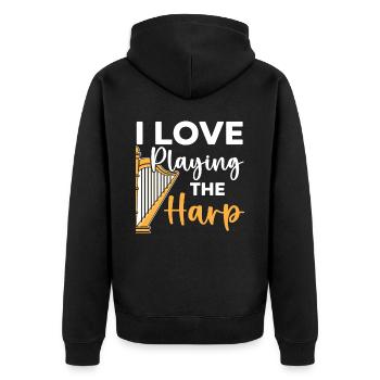 Ich liebe es, den Harfenisten-Harfenisten-Musiker zu spielen - Unisex Premium Bio Zip Hoodie - Schwarz - Hinten - Nico (187cm)