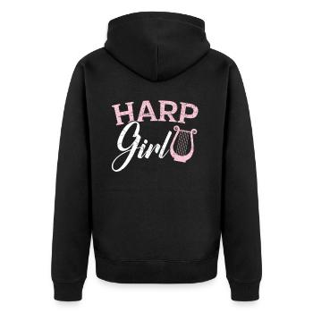 Harfe Mädchen Harfenistin Musiker Musikinstrument - Unisex Premium Bio Zip Hoodie - Schwarz - Hinten - Nico (187cm)