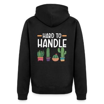 Schwer zu handhabender sukkulenter Kakteenpflanzengärtner - Unisex Premium Bio Zip Hoodie - Schwarz - Hinten - Nico (187cm)