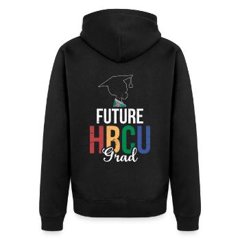 Zukünftiger Hbcu-absolvent Für Stolzen - Unisex Premium Bio Zip Hoodie - Schwarz - Hinten - Nico (187cm)