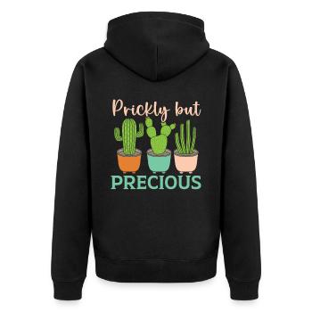 Plante succulente épineuse mais précieuse amoureuse des cactus - Veste à capuche bio Premium Unisexe - noir - Dos - Nico (187cm)