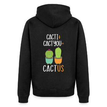 Kakteen Kaktu Kaktus Sukkulente Pflanze Lady Gärtner - Unisex Premium Bio Zip Hoodie - Schwarz - Hinten - Nico (187cm)