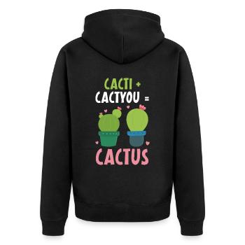 Kakteen Kaktu Kaktus Sukkulente Pflanze Lady Gärtner - Unisex Premium Bio Zip Hoodie - Schwarz - Hinten - Nico (187cm)