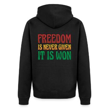 La liberté n’est jamais donnée, elle est donnée pour le - Veste à capuche bio Premium Unisexe - noir - Dos - Nico (187cm)