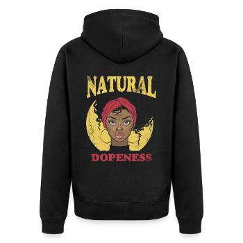 Natürliche Dummheit Für Stolze Afroamerikaner - Unisex Premium Bio Zip Hoodie - Schwarz - Hinten - Nico (187cm)