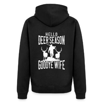 Buck Deer Hunting Hunter Husband - Unisex Premium Bio Zip Hoodie - Schwarz - Hinten - Nico (187cm)