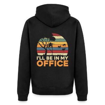 Buck Deer Hunting Hunter Vintage - Unisex Premium Bio Zip Hoodie - Schwarz - Hinten - Nico (187cm)
