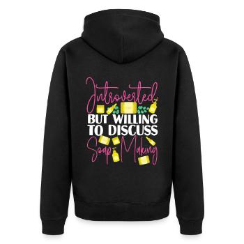 Soap Making Crafting Introverted - Unisex Premium Bio Zip Hoodie - Schwarz - Hinten - Nico (187cm)