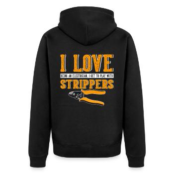 J’aime les strip-teaseuses drôles d’électricien - Veste à capuche bio Premium Unisexe - noir - Dos - Nico (187cm)