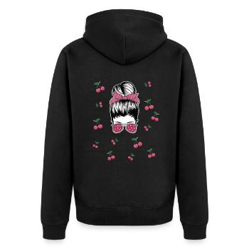 Rockabilly Girl with Cherries - Unisex Premium Organic Zip Hoodie - black - Back - Nico (187cm)