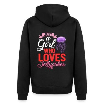 Qualle Meduse Fisch Tank Meerestiere Aquarium - Unisex Premium Bio Zip Hoodie - Schwarz - Hinten - Nico (187cm)