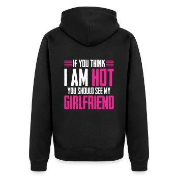 Si vous pensez que je suis mignon, vous devriez voir ma petite amie - Veste à capuche bio Premium Unisexe - noir - Dos - Nico (187cm)
