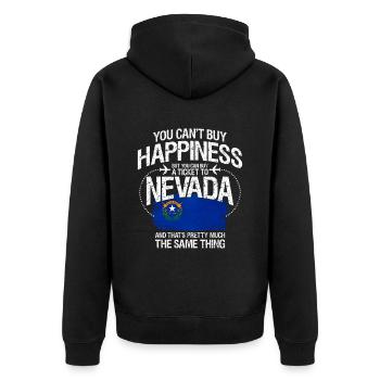 Nevada - Unisex Premium Organic Zip Hoodie - black - Back - Nico (187cm)