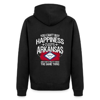 Arkansas - Unisex Premium Organic Zip Hoodie - black - Back - Nico (187cm)